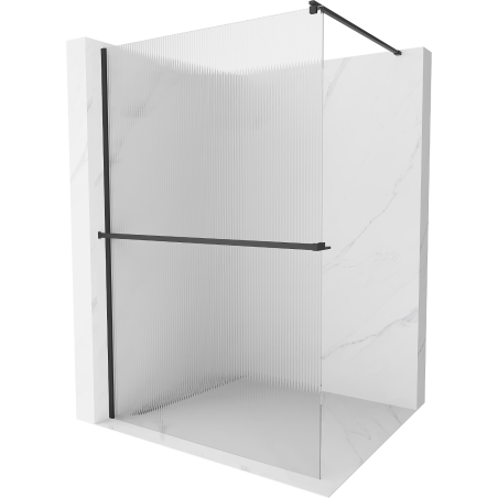 Mexen Kioto+ shower wall with shelf Walk-in 100 x 200 cm, stripes, black - 800-100-121-70-09