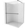 Mexen Kioto+ shower screen with a shelf and rail 120 x 200 cm, ribbed 8 mm, Black - 800-120-121-70-09