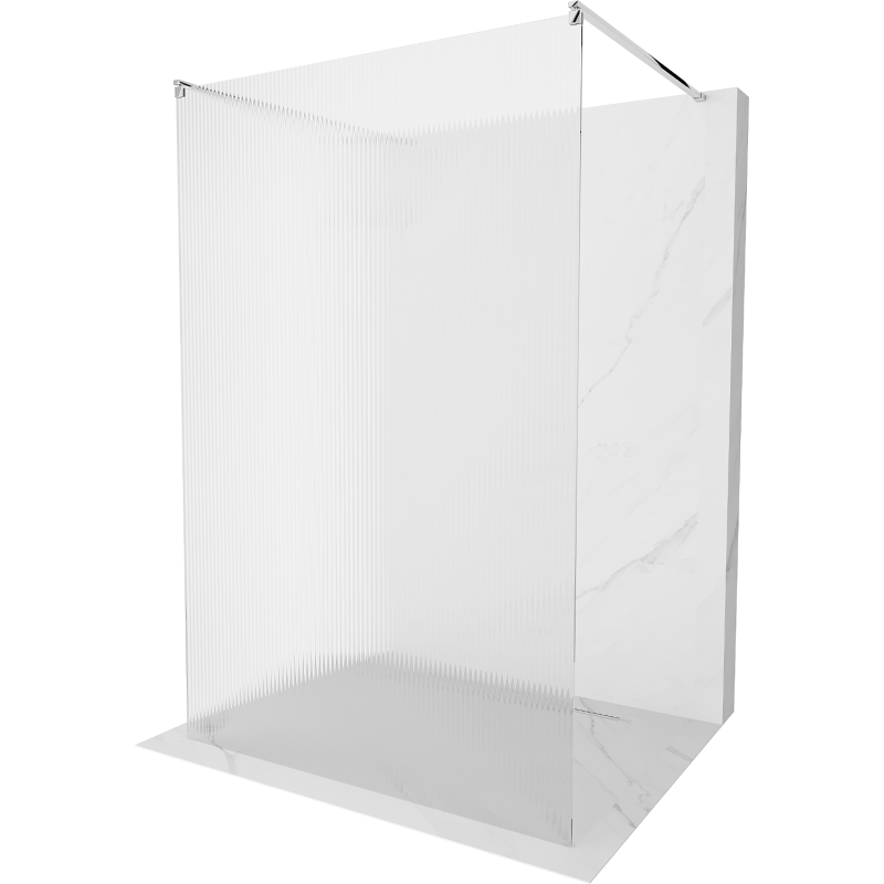 Mexen Kioto free-standing shower screen 100 x 200 cm, ribbed 8 mm, Chrome - 800-100-002-01-09