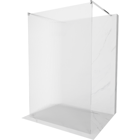 Mexen Kioto freestanding shower wall 100 x 200 cm, stripes 8 mm, chrome - 800-100-002-01-09