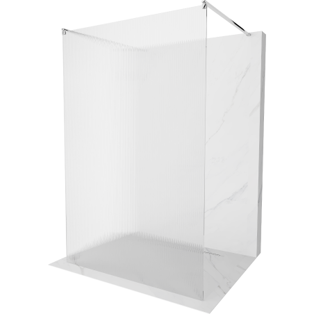 Mexen Kioto freestanding shower wall 120 x 200 cm, stripes 8 mm, chrome - 800-120-002-01-09