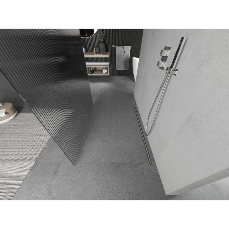 Mexen Kioto freestanding shower screen 120 x 200 cm, 8 mm stripes, chrome - 800-120-002-01-09