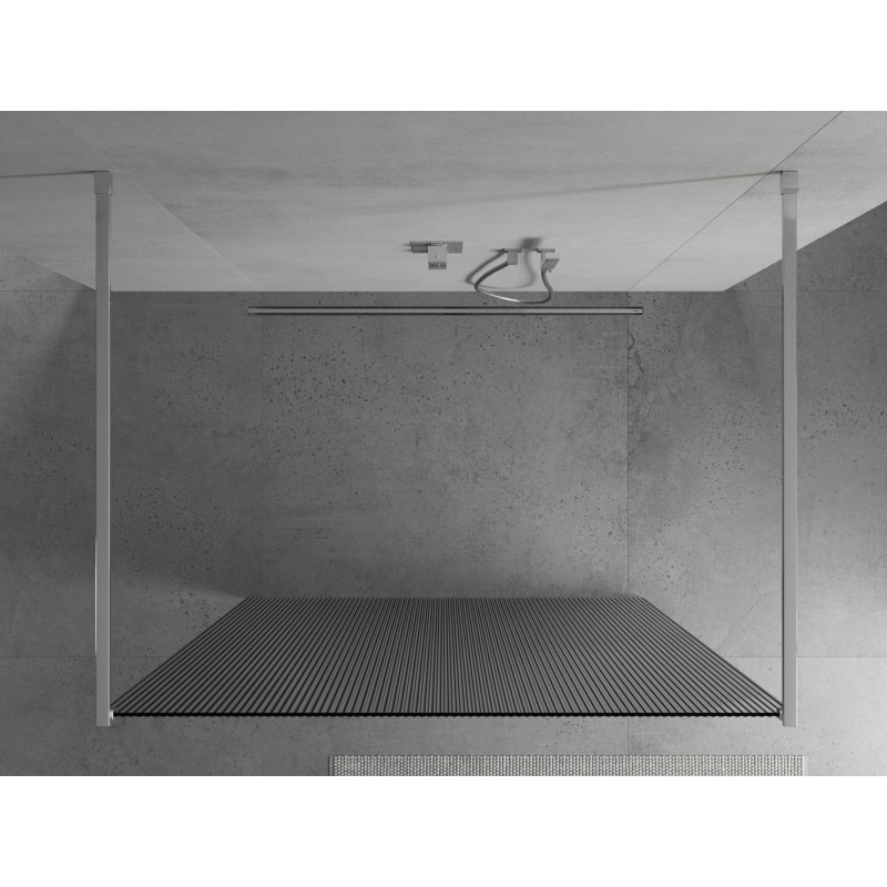 Mexen Kioto freestanding shower screen 130 x 200 cm, stripes 8 mm, chrome - 800-130-002-01-09