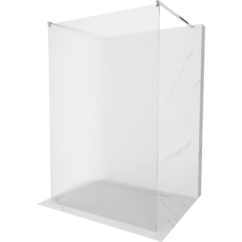 Mexen Kioto freestanding shower wall 140 x 200 cm, stripes 8 mm, chrome - 800-140-002-01-09