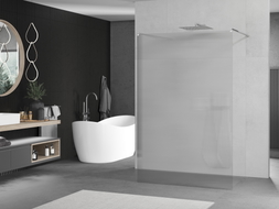 Mexen Kioto freestanding shower wall 140 x 200 cm, stripes 8 mm, chrome - 800-140-002-01-09