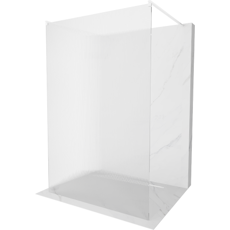 Mexen Kioto Freestanding Shower Screen 100 x 200 cm, Grooved 8 mm, White - 800-100-002-20-09