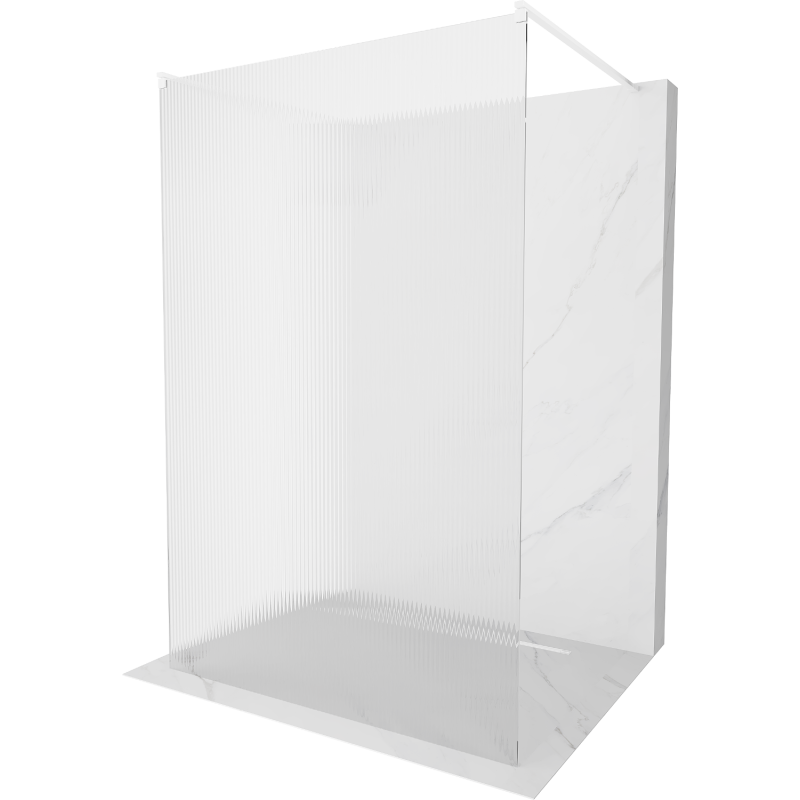 Mexen Kioto free-standing shower screen 110 x 200 cm, ribbed 8 mm, White - 800-110-002-20-09