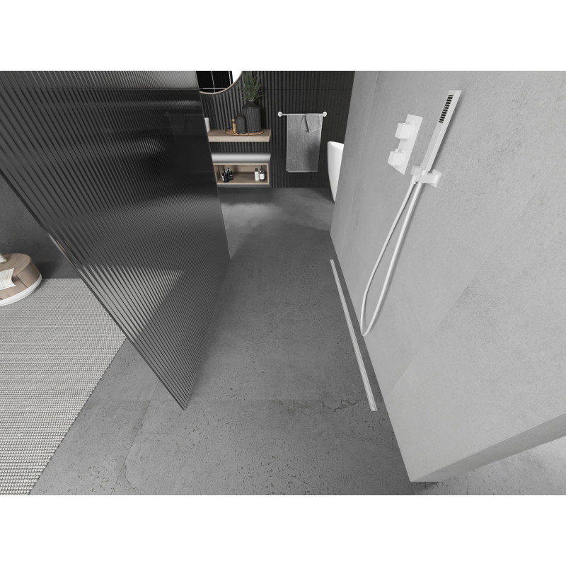 Mexen Kioto freestanding shower wall 120 x 200 cm, stripes 8 mm, white - 800-120-002-20-09
