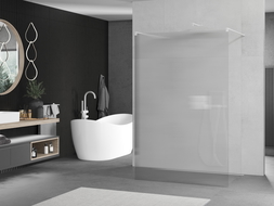 Mexen Kioto freestanding shower wall 130 x 200 cm, stripes 8 mm, white - 800-130-002-20-09