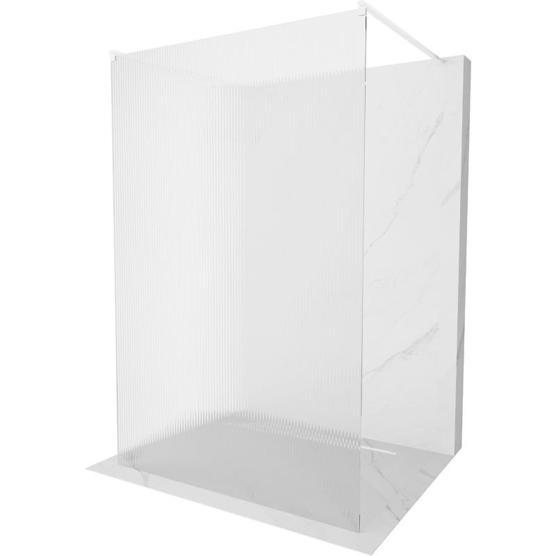 Mexen Kioto freestanding shower wall 140 x 200 cm, frosted stripes 8 mm, white - 800-140-002-20-09