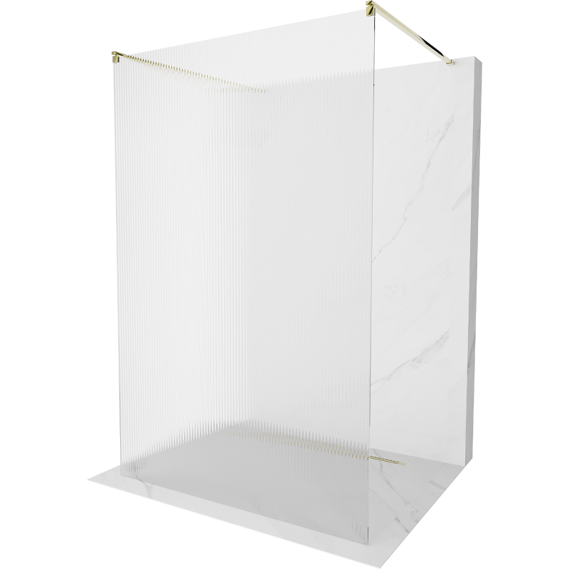 Mexen Kioto free-standing shower screen 110 x 200 cm, ribbed 8 mm, gold - 800-110-002-50-09