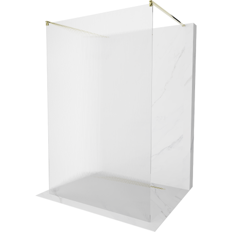Mexen Kioto free-standing shower wall 110 x 200 cm, 8 mm stripes, gold - 800-110-002-50-09