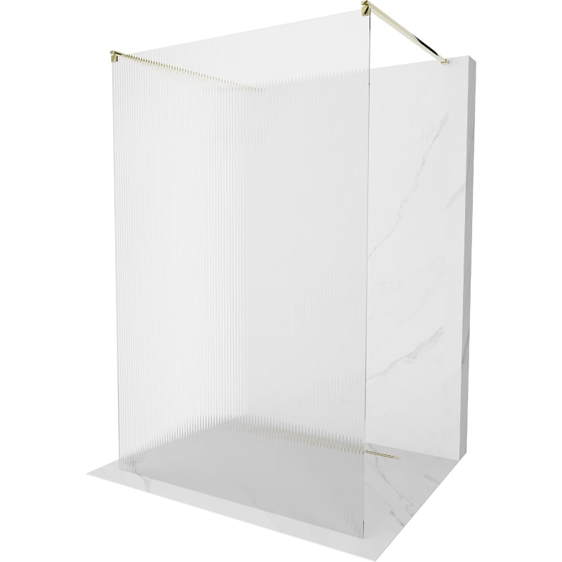Mexen Kioto freestanding shower wall 120 x 200 cm, striped 8 mm, gold - 800-120-002-50-09