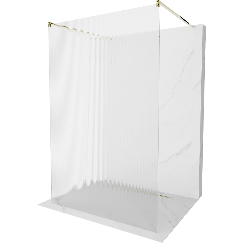 Mexen Kioto Freestanding Shower Wall 120 x 200 cm, Stripes 8 mm, Gold - 800-120-002-50-09