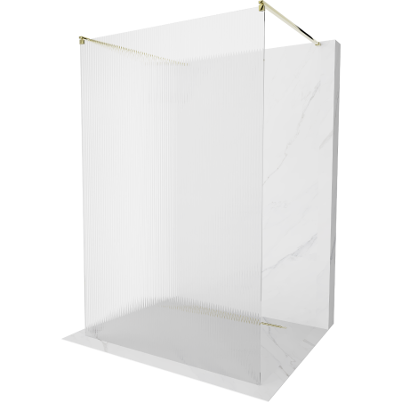 Mexen Kioto freestanding shower wall 130 x 200 cm, stripes 8 mm, gold - 800-130-002-50-09