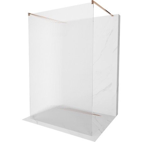 Mexen Kioto freestanding shower wall 110 x 200 cm, stripes 8 mm, rose gold - 800-110-002-60-09