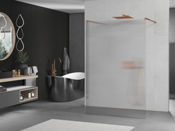 Mexen Kioto freestanding shower wall 110 x 200 cm, striped 8 mm, rose gold - 800-110-002-60-09
