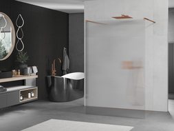 Mexen Kioto freestanding shower wall 110 x 200 cm, stripes 8 mm, rose gold - 800-110-002-60-09