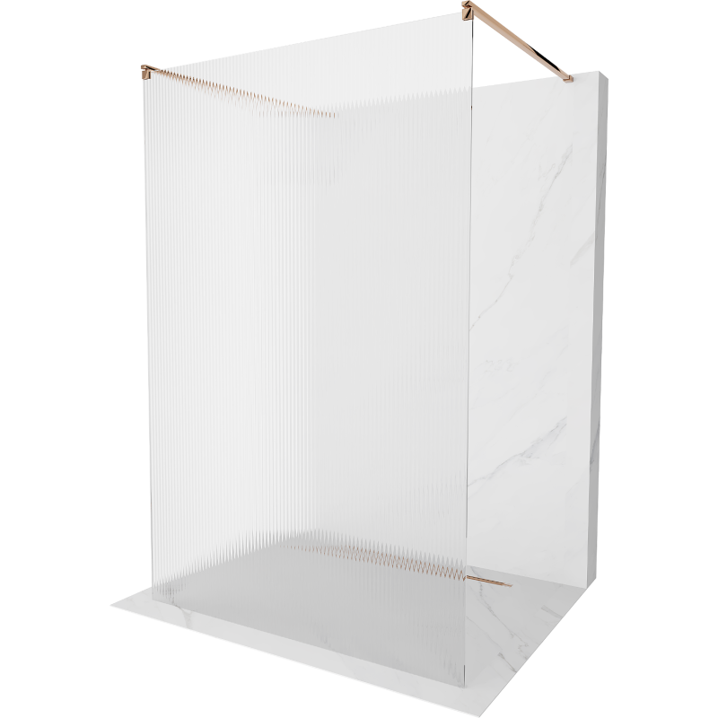Mexen Kioto free-standing shower screen 120 x 200 cm, ribbed 8 mm, Rose gold - 800-120-002-60-09