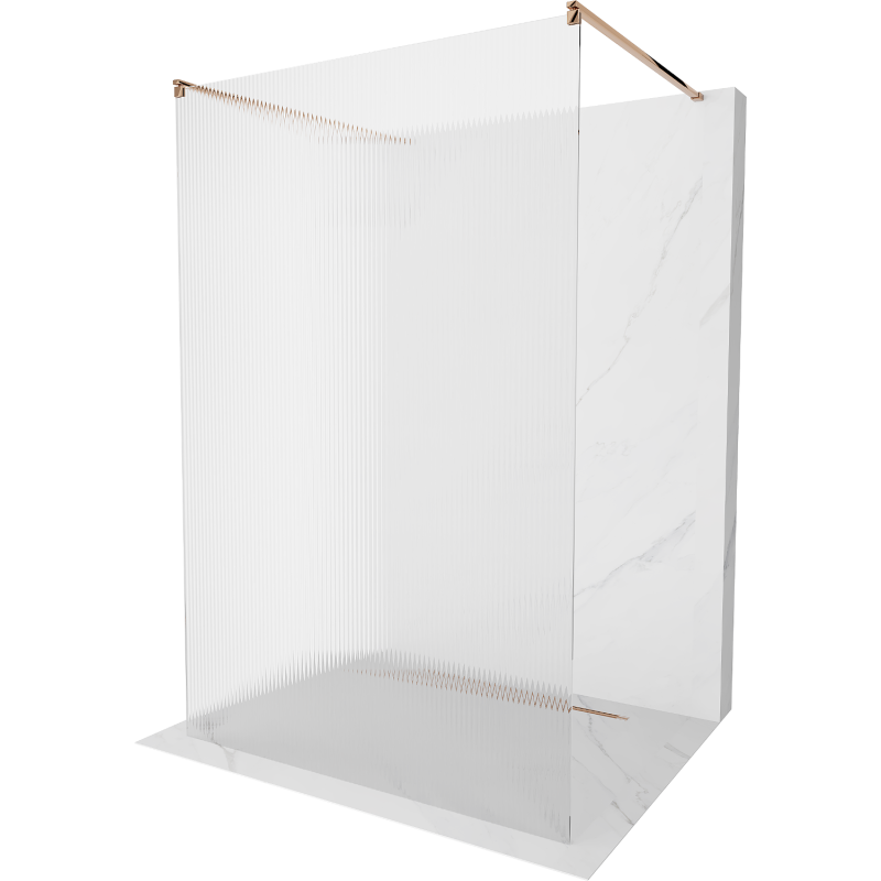 Mexen Kioto free-standing shower screen 130 x 200 cm, ribbed 8 mm, Rose gold - 800-130-002-60-09