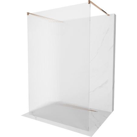 Mexen Kioto free-standing shower screen 130 x 200 cm, ribbed 8 mm, Rose gold - 800-130-002-60-09