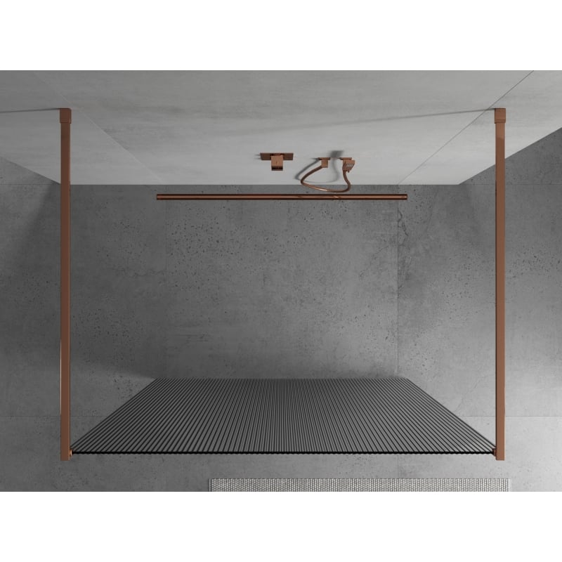 Mexen Kioto 130 x 200 cm freestanding shower wall, 8 mm ribs, rose gold - 800-130-002-60-09