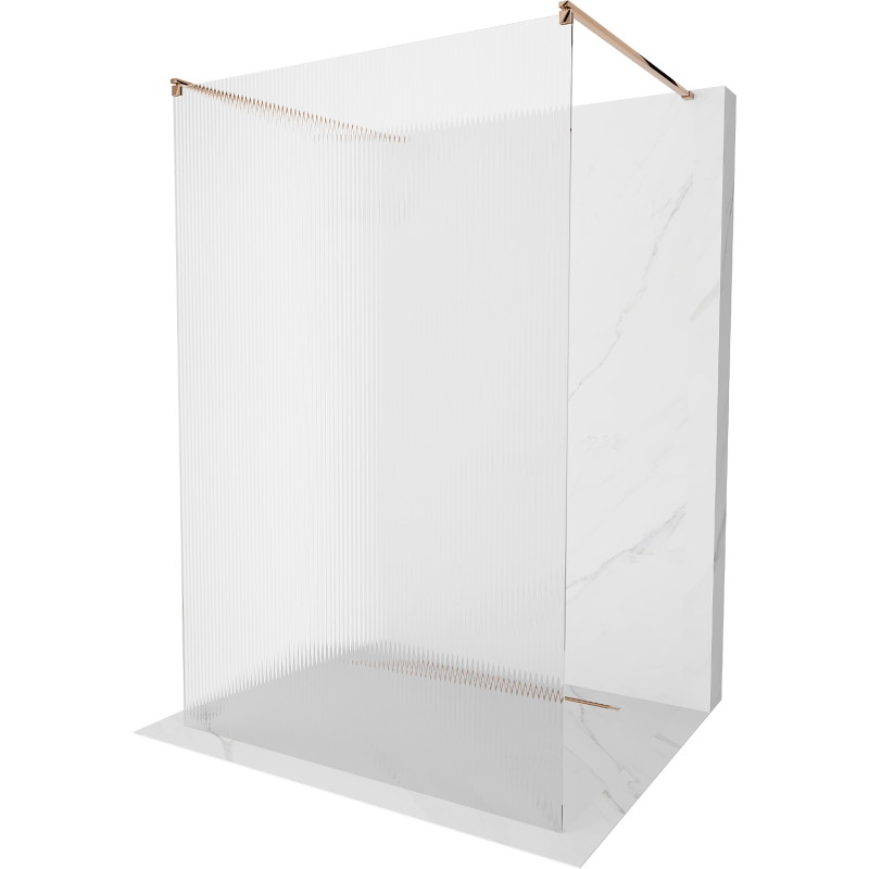 Mexen Kioto freestanding shower wall 140 x 200 cm, striped 8 mm, rose gold - 800-140-002-60-09