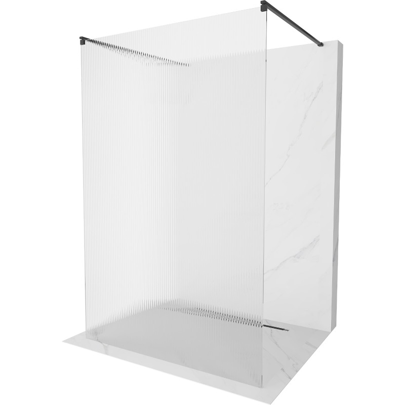 Mexen Kioto Freestanding Shower Screen 110 x 200 cm, Grooved 8 mm, Black - 800-110-002-70-09