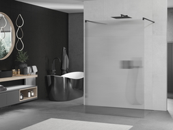 Mexen Kioto freestanding shower wall 110 x 200 cm, stripe 8 mm, black - 800-110-002-70-09