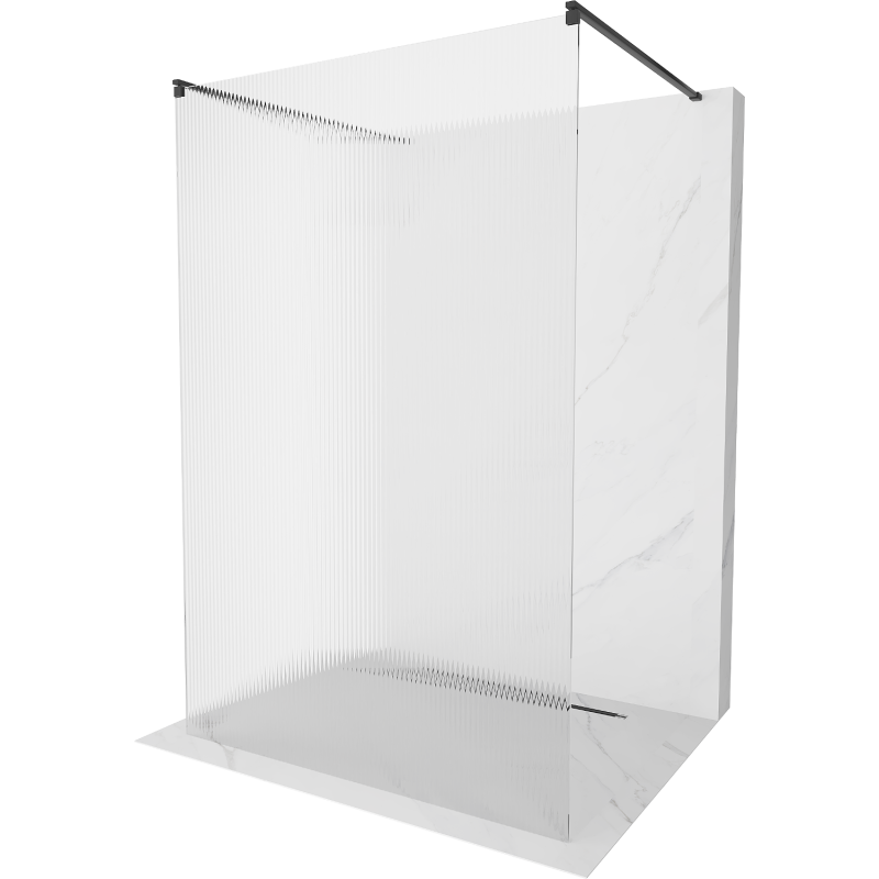 Mexen Kioto free-standing shower screen 120 x 200 cm, ribbed 8 mm, Black - 800-120-002-70-09