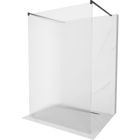 Mexen Kioto freestanding shower wall 120 x 200 cm, striped 8 mm, black - 800-120-002-70-09