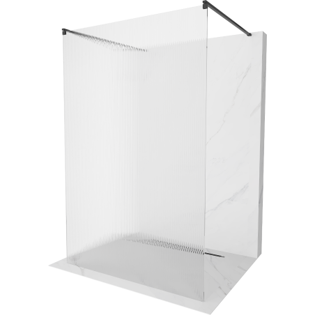 Mexen Kioto freestanding shower screen 130 x 200 cm, ribbed 8 mm, black - 800-130-002-70-09
