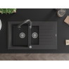 Mexen Matias granite kitchen sink 1.5-bowl with drainer and Savita kitchen faucet, black spotted - 6502-76-672601-76