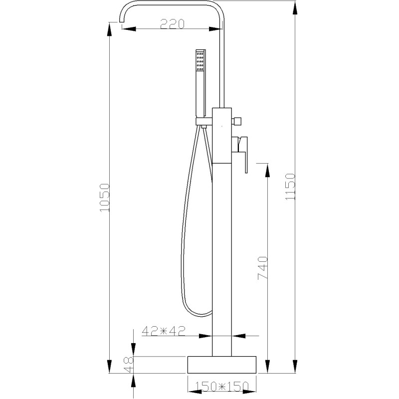 Mexen Avila freestanding bathtub faucet, gold - 75833-50