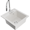 Mexen Vito 1-bowl granite sink with Savita kitchen faucet, white - 6503-20-672601-00