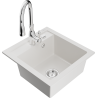 Mexen Vito granite kitchen sink 1-bowl with Savita faucet, white - 6503-20-672601-00
