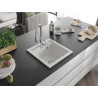 Mexen Vito granite kitchen sink 1-bowl with Savita faucet, white - 6503-20-672601-00