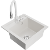 Mexen Vito granite kitchen sink 1-bowl with Savita kitchen faucet, white - 6503-20-672601-20