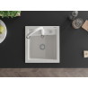 Mexen Vito 1-bowl granite sink with Savita kitchen faucet, white - 6503-20-672601-20