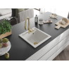 Mexen Vito granite kitchen sink 1-bowl with Savita kitchen faucet, white - 6503-20-672601-50
