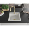 Mexen Vito 1-bowl granite kitchen sink with Savita faucet, white - 6503-20-672601-50