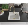 Mexen Vito Granite Sink 1-Bowl with Savita Kitchen Tap, White - 6503-20-672601-50
