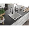 Mexen Vito granite kitchen sink, 1-bowl with Savita kitchen tap, white - 6503-20-672601-70