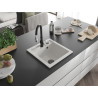 Mexen Vito granite single-bowl kitchen sink with Savita kitchen faucet, white - 6503-20-672601-70