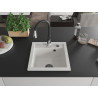 Mexen Vito granite kitchen sink with single bowl and Savita kitchen faucet, white - 6503-20-672601-70