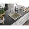 Mexen Vito 1-bowl granite sink with Savita kitchen faucet, beige - 6503-69-672601-00