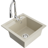 Mexen Vito 1-bowl granite sink with Savita kitchen tap, beige - 6503-69-672601-00
