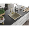 Mexen Vito granite kitchen sink 1-bowl with Savita kitchen faucet, beige - 6503-69-672601-50