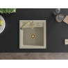 Mexen Vito granite kitchen sink 1-bowl with Savita kitchen faucet, beige - 6503-69-672601-50