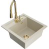 Mexen Vito granite sink 1-bowl with Savita kitchen tap, beige - 6503-69-672601-50